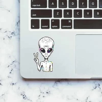 Alien sticker waterproof vinyl decal for laptop, bike, car & bottle