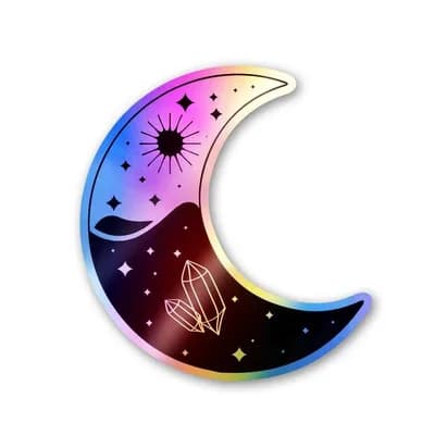 Half Moon Holographic Stickers waterproof vinyl decal for laptop, bike, car & bottle
