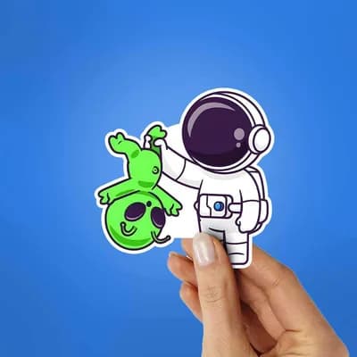 Astronaut Caught Alien Sticker waterproof vinyl decal for laptop, bike, car & bottle