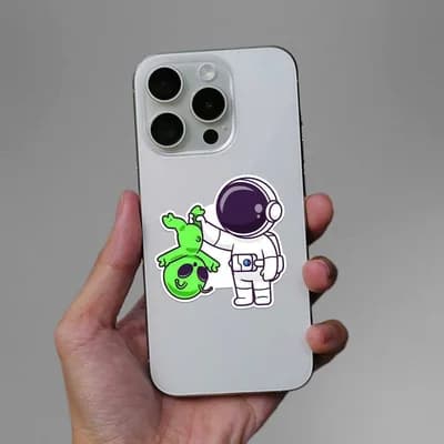 Astronaut Caught Alien Sticker waterproof vinyl decal for laptop, bike, car & bottle