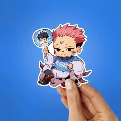 Ryomen Sukuna Chibi Sticker waterproof vinyl decal for laptop, bike, car & bottle