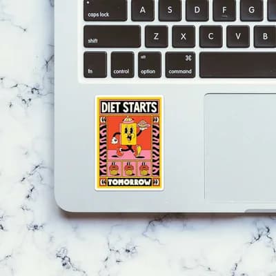 Diet Starts Tomorrow Sticker waterproof vinyl decal for laptop, bike, car & bottle