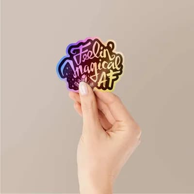 Feeling Imagical af Holographic Stickers waterproof vinyl decal for laptop, bike, car & bottle
