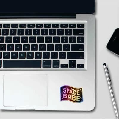 Space Babe Holographic Stickers waterproof vinyl decal for laptop, bike, car & bottle