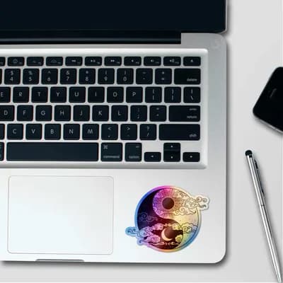 Yin Yang Holographic Stickers waterproof vinyl decal for laptop, bike, car & bottle