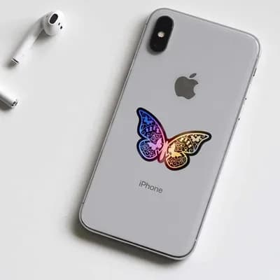 Butterfly with mini butterfly Holographic Stickers waterproof vinyl decal for laptop, bike, car & bottle