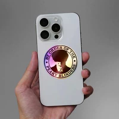 Peaky Blinder Holographic Sticker waterproof vinyl decal for laptop, bike, car & bottle