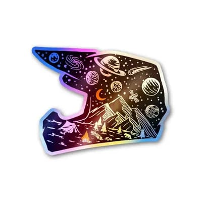 Midnight Helmet Holographic Sticker waterproof vinyl decal for laptop, bike, car & bottle