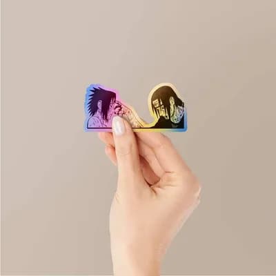 Itachi And Sasuke Uchiha Holographic Stickers waterproof vinyl decal for laptop, bike, car & bottle