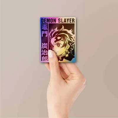 Demon Slayer Tanjro Holographic Sticker waterproof vinyl decal for laptop, bike, car & bottle