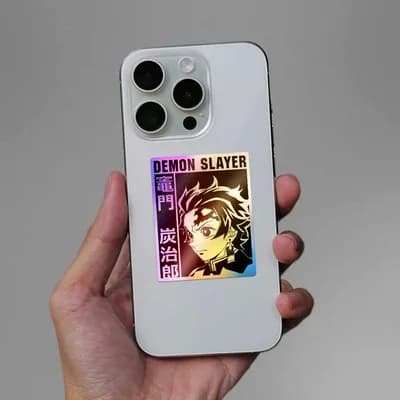 Demon Slayer Tanjro Holographic Sticker waterproof vinyl decal for laptop, bike, car & bottle