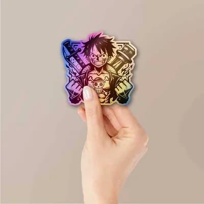 Luffy Holographic Sticker waterproof vinyl decal for laptop, bike, car & bottle