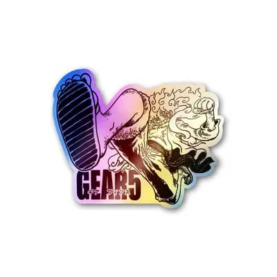 Luffy Gear 5 Holographic Sticker waterproof vinyl decal for laptop, bike, car & bottle
