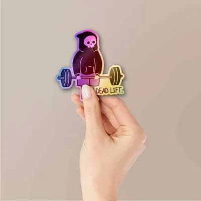 Dead Lift Holographic Sticker waterproof vinyl decal for laptop, bike, car & bottle