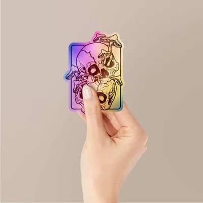 Skull Mushroom Holographic Stickers waterproof vinyl decal for laptop, bike, car & bottle