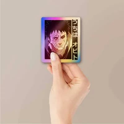 Obito Uchiha Holographic Sticker waterproof vinyl decal for laptop, bike, car & bottle