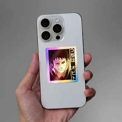 Obito Uchiha Holographic Sticker waterproof vinyl decal for laptop, bike, car & bottle