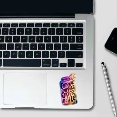 Emotional Support Water Bottle Holographic Sticker waterproof vinyl decal for laptop, bike, car & bottle