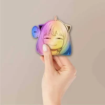 Anya Heh Holographic Sticker waterproof vinyl decal for laptop, bike, car & bottle