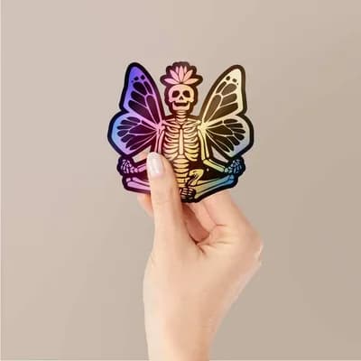 Skeleton Butterfy Holographic Stickers waterproof vinyl decal for laptop, bike, car & bottle