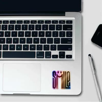 Smile Holographic Stickers waterproof vinyl decal for laptop, bike, car & bottle
