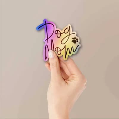 Dogs Mom Holographic Sticker waterproof vinyl decal for laptop, bike, car & bottle