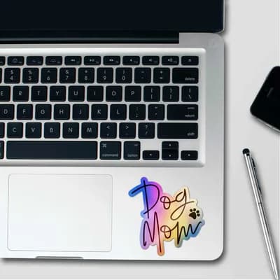 Dogs Mom Holographic Sticker waterproof vinyl decal for laptop, bike, car & bottle