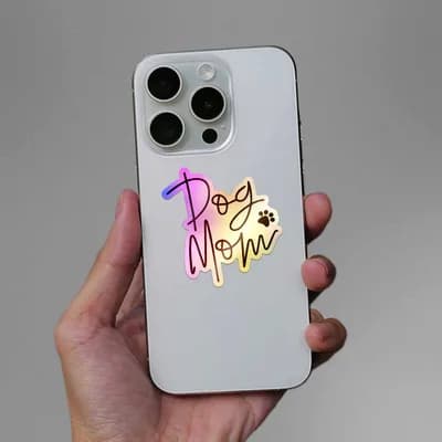 Dogs Mom Holographic Sticker waterproof vinyl decal for laptop, bike, car & bottle