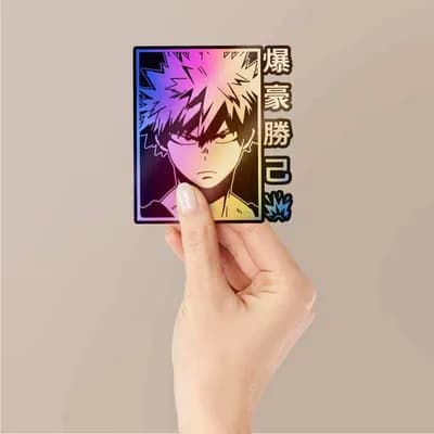 Katsuki Bakugo Holographic Stickers waterproof vinyl decal for laptop, bike, car & bottle