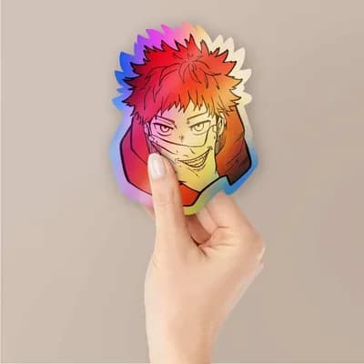 Yuji Holographic Stickers waterproof vinyl decal for laptop, bike, car & bottle