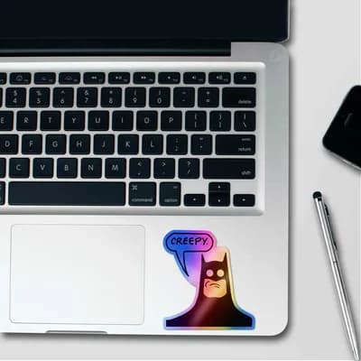 Creepy Holographic Sticker waterproof vinyl decal for laptop, bike, car & bottle