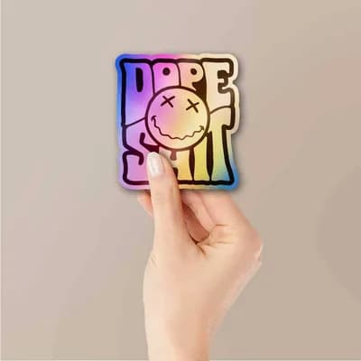 Dope Sheet Holographic Sticker waterproof vinyl decal for laptop, bike, car & bottle