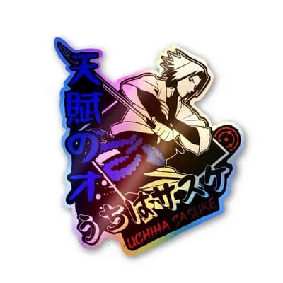 Sasuke Uchiha Holographic Stickers waterproof vinyl decal for laptop, bike, car & bottle