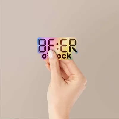 Beer - o - clock Holographic Stickers waterproof vinyl decal for laptop, bike, car & bottle