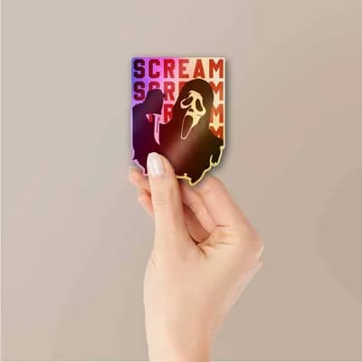 Scream Holographic Sticker waterproof vinyl decal for laptop, bike, car & bottle
