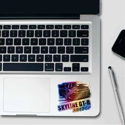 Skyline Gt Holographic Sticker waterproof vinyl decal for laptop, bike, car & bottle