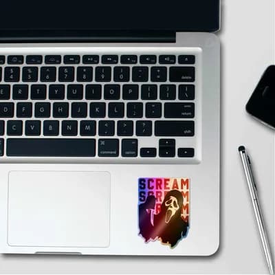 Scream Holographic Sticker waterproof vinyl decal for laptop, bike, car & bottle