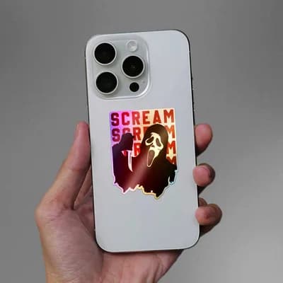 Scream Holographic Sticker waterproof vinyl decal for laptop, bike, car & bottle