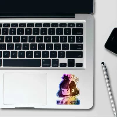 I'm A Cat Person Holographic Sticker waterproof vinyl decal for laptop, bike, car & bottle