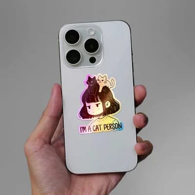 I'm A Cat Person Holographic Sticker waterproof vinyl decal for laptop, bike, car & bottle
