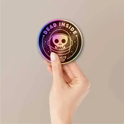 Dead Inside Holographic Sticker waterproof vinyl decal for laptop, bike, car & bottle