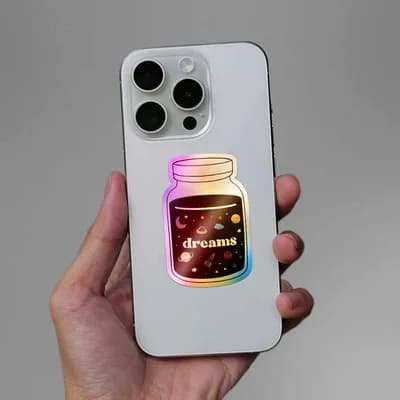 Dreams Holographic Sticker waterproof vinyl decal for laptop, bike, car & bottle