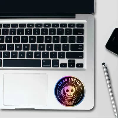 Dead Inside Holographic Sticker waterproof vinyl decal for laptop, bike, car & bottle