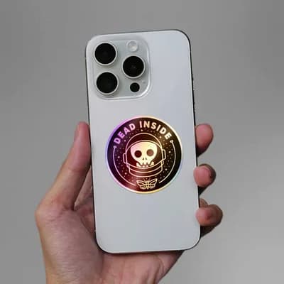 Dead Inside Holographic Sticker waterproof vinyl decal for laptop, bike, car & bottle
