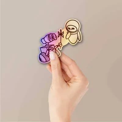Wall - E Holographic Sticker waterproof vinyl decal for laptop, bike, car & bottle