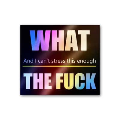 What the fuck Holographic Sticker waterproof vinyl decal for laptop, bike, car & bottle