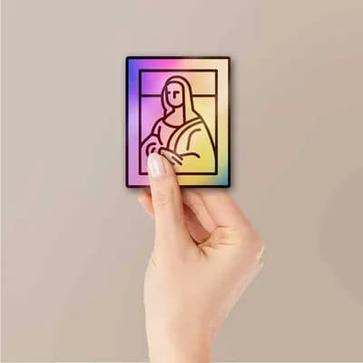 Mona Lisa Holographic Sticker waterproof vinyl decal for laptop, bike, car & bottle