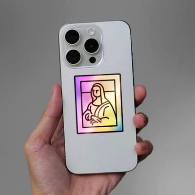 Mona Lisa Holographic Sticker waterproof vinyl decal for laptop, bike, car & bottle