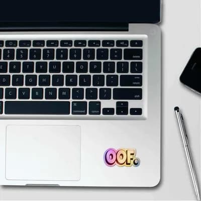 OOF Holographic Stickers waterproof vinyl decal for laptop, bike, car & bottle