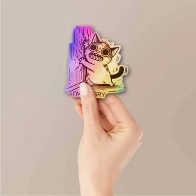 I'm Angry Holographic Sticker waterproof vinyl decal for laptop, bike, car & bottle
